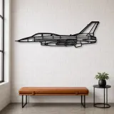 Silhouette d'avion F-16D en métal, Décoration murale aéronautique