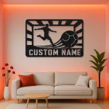 Personalized Soccer Player Metal Wall Art with Stadium
