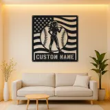 Personalized Female Softball Player Bat on Shoulder Metal Wall Art