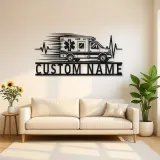 Personalized Side View Ambulance Heartbeat Metal Wall Art