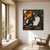 Basketball Player Driving toward the Hoop Colorful Metal Wall Art