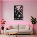 Personalized Double Bass Music Metal Wall Art with Vintage Microphone