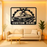 Personalized Muscle Car Metal Wall Art with Wrench Frame
