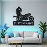 Personalized Cafe Racer Couple Metal Wall Art