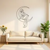Crescent Moon Woman Metal Wall Art | Celestial Woman Wall Decor