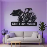 Personalized Compact Wheel Loader Raised Bucket Metal Wall Art