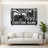 Personalized Vintage Tractor Metal Wall Art with Farm Scene