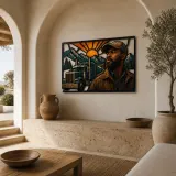 Truck Driver with Mountain Highway Colorful Metal Wall Art