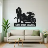 Personalized Touring Bagger Couple Metal Wall Art