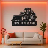 Personalized Large Wheel Loader Low Bucket Metal Wall Art