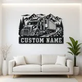 Personalized Refrigerated Semi Truck Mountain Metal Wall Art
