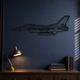 Silhouette d'avion F-16A en métal, Décoration murale aéronautique