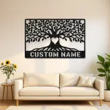 Personalized Leafy Tree Metal Wall Art with Heart