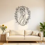 Arte Mural de Metal Musa en Marco Floral | Decoración de Pared de Mujer Botánica