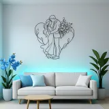 Flower Gift Lovers Metal Wall Art | Romantic Couple Decor