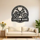 Personalized Cafe Racer Motorcycle Wrench Gear Metal Wall Art