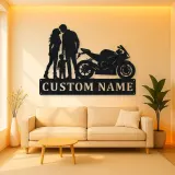 Personalized Sport Bike Family of Three Metal Wall Art