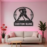 Personalized Ice Hockey Player Metal Wall Art