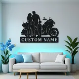 Personalized Touring Motorcycle Family of Four Metal Wall Art