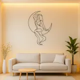 Draped Figure with Moon Metal Wall Art | Celestial Woman Wall Decor