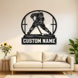 Personalized Ice Hockey Player Metal Wall Art