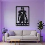 Personalized Number 7 Football Player Back View Metal Wall Art
