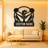 Personalized Cheerleader Metal Wall Art with Pom-Poms