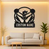 Personalized Cheerleader Metal Wall Art with Pom-Poms