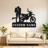 Personalized Dual Sport Motorcycle Couple Metal Wall Art