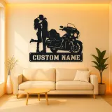Personalized Touring Bagger Couple Metal Wall Art