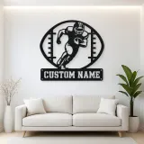 Personalized Football Player Metal Wall Art with Ball Frame