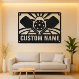 Personalized Pickleball Metal Wall Art with Sunrise Court