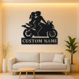 Personalized Two Rider Motorcycle Couple Metal Wall Art