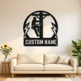 Personalized Electrical Lineman Metal Wall Art with Utility Pole