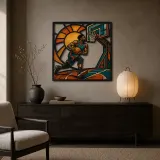 Basketball Player Driving toward the Hoop Colorful Metal Wall Art