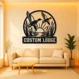 Personalized Flying Ducks Metal Wall Art for Hunting Lodge