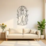 Woman in Botanical Arch Metal Wall Art | Botanical Woman Wall Decor