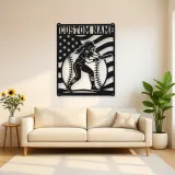 Personalized Female Softball Batter Vertical Flag Metal Wall Art