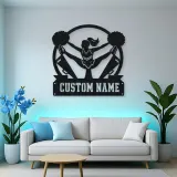 Personalized Cheerleader Metal Wall Art with Pom-Poms