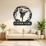 Personalized Ballerina Metal Wall Art with Musical Notes