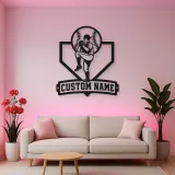 Personalized Baseball Pitcher Windup Metal Wall Art