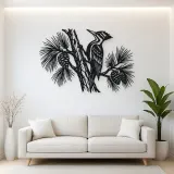 Woodpecker Pine Metal Wall Art | Wildlife Silhouette Decor