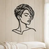 Short Hair Modern Face Metal Wall Art | Minimalist Woman Line Art - lifestyle view 5