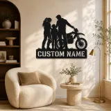 Personalized Dirt Bike Family with Helmets Metal Wall Art - lifestyle view 5