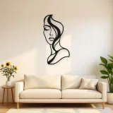 Abstract Half Face Metal Wall Art | Minimalist Woman Line Art