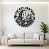 Starry Crescent Garden Metal Wall Art | Botanical Metal Wall Decor