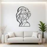 Geometric Face Muse Metal Wall Art | Minimalist Woman Line Art