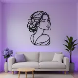 Calm Side Glance Metal Wall Art | Minimalist Woman Line Art
