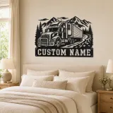 Personalized Refrigerated Semi Truck Mountain Metal Wall Art - lifestyle view 2