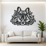 French Bulldog Floral Metal Wall Art | Pet Lover Silhouette Decor